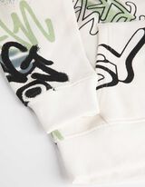 Hoodie - Allover-Print - wei&szlig;