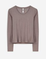 Langarmshirt - Rippenstruktur - braun