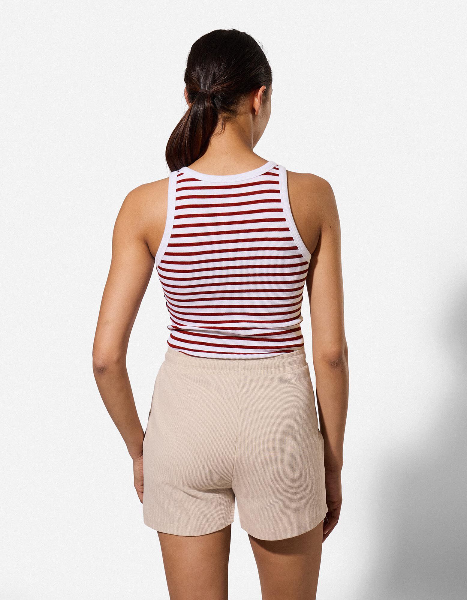 Tanktop - Geribde structuur - wit