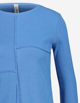 T-shirt &agrave; manches longues - Ourlet coquille - Bleu clair