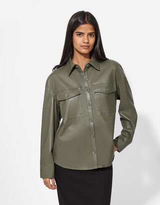 Hemdjacke - PU - dunkelgrün