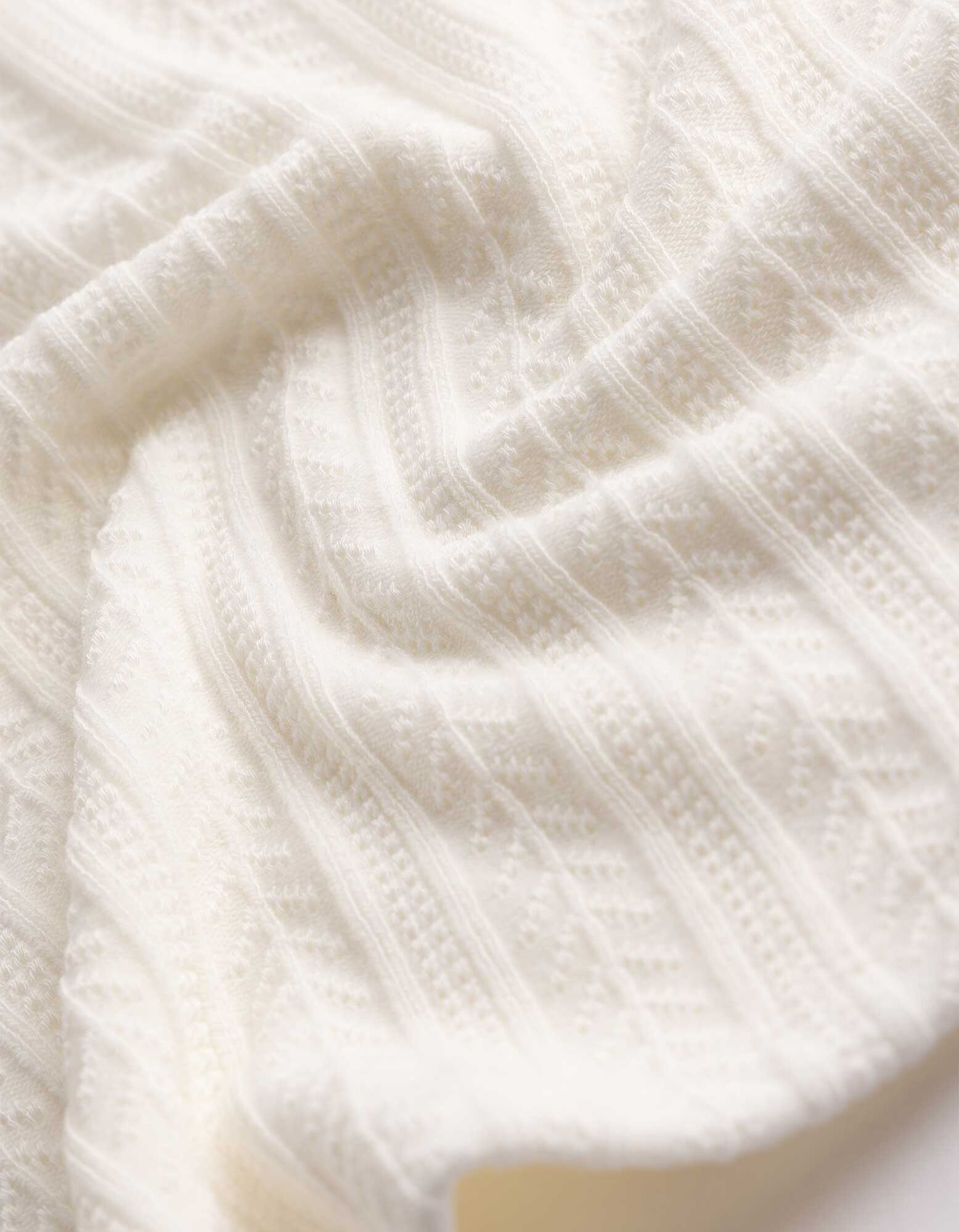 Langarmshirt - V-Ausschnitt - Off-White