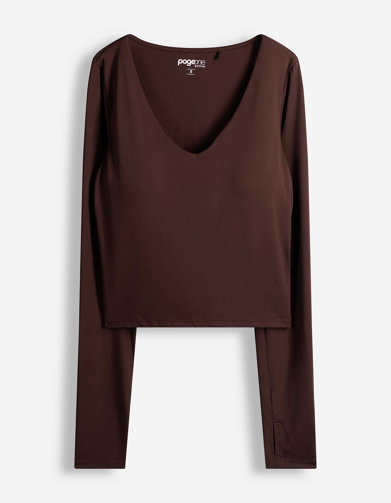 Langarmshirt - Herausnehmbare Cups - Dunkelbraun