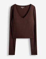 Langarmshirt - Herausnehmbare Cups - Dunkelbraun