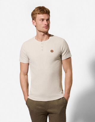 T-Shirt - Knopfleiste - beige