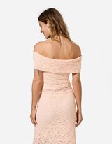 T-shirt - Dentelle - rose