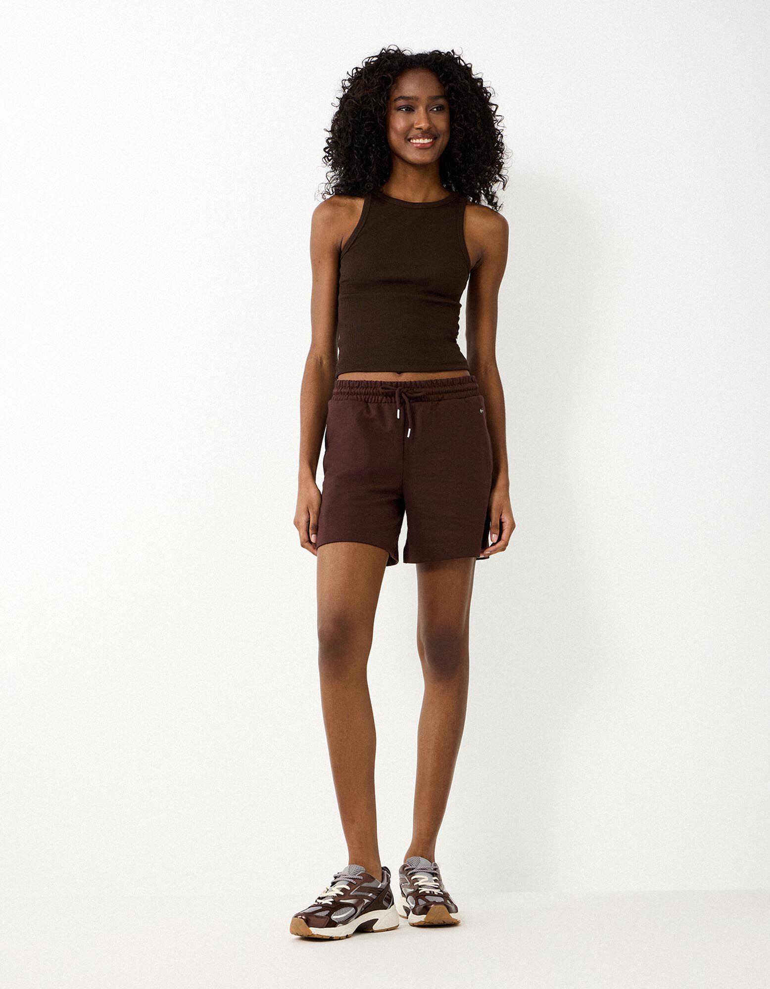 Shorts - Baumwoll-Mix - Dunkelbraun