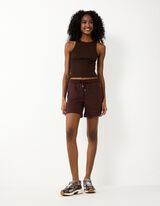 Shorts - Baumwoll-Mix - Dunkelbraun