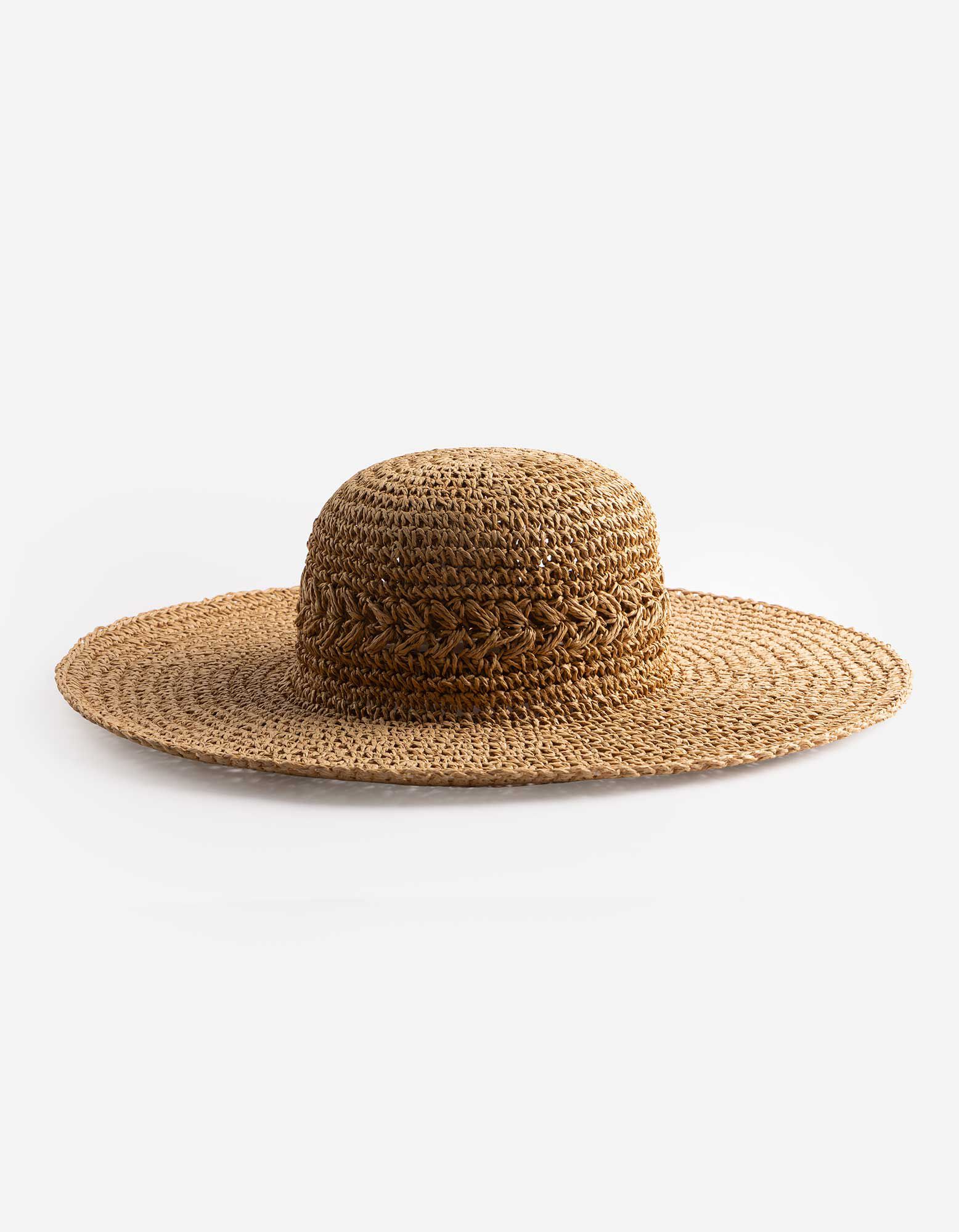 Strohhut - einfarbig - beige