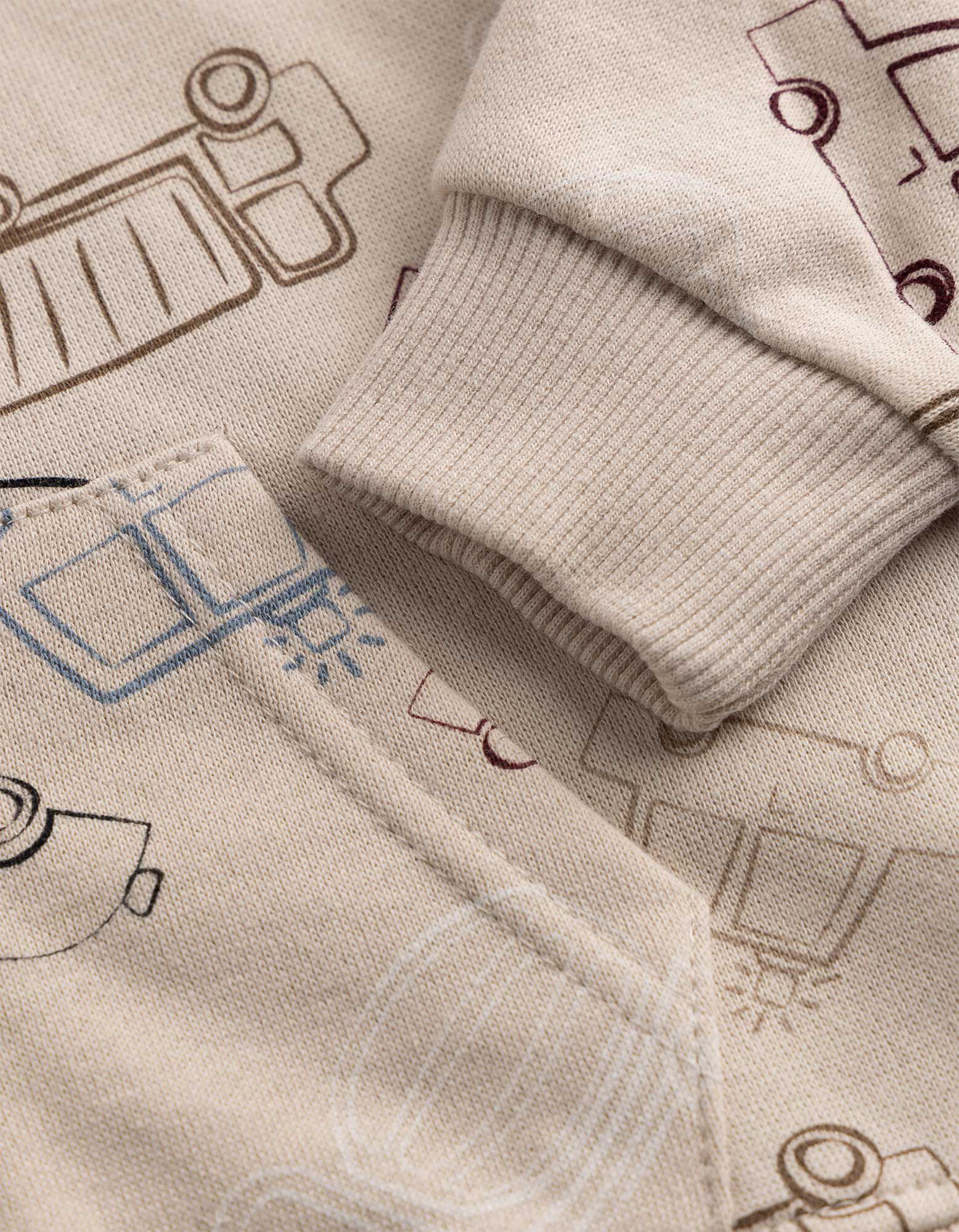 Set aus Sweatshirt und Jogginghose - gemustert - Beige