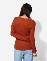 Strickpullover - V-Ausschnitt - braun