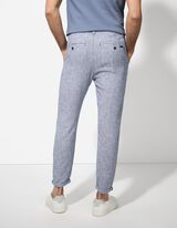 Hlače Chino - Lanena me&scaron;anica - temno modra