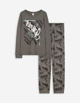Pyjama Set aus Shirt und Hose - Allover-Print - bronzefarben
