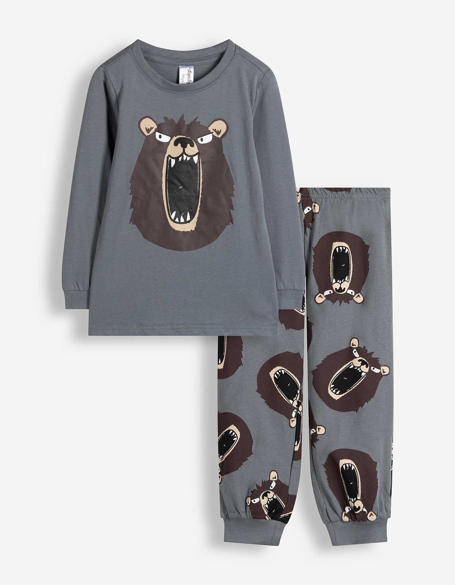 Pyjama set van shirt en broek - Motief all-over - Petrolblauw