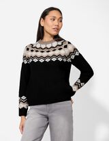 Pleten&yacute; sveter - K&aacute;rovan&yacute; vzor - cierna