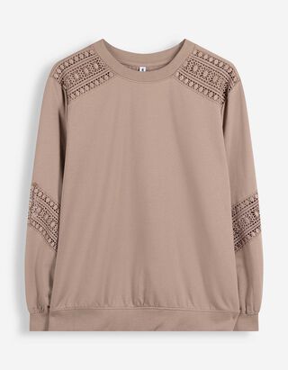 Sweatshirt - Metallic-Details - Braun