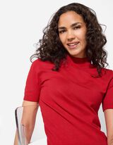 Gebreid overhemd - Viscosemix - donkerrood