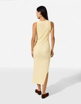 Robe longueur midi - Fente lat&eacute;rale - jaune clair