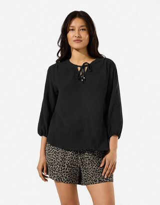 Bluse - einfarbig - Schwarz