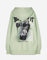 Kapucnis felső - H&aacute;tul nyomtatott minta - vilagos zold