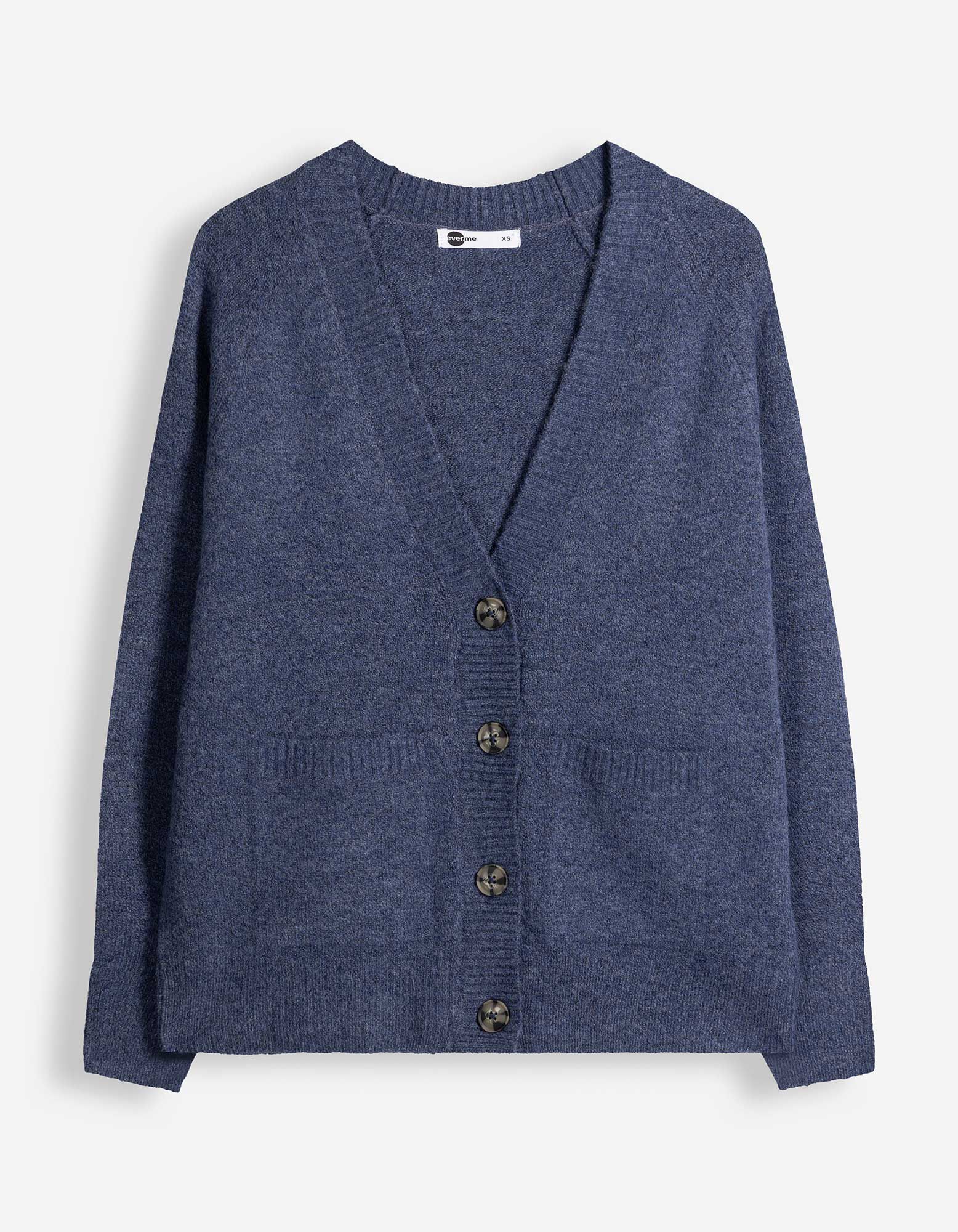 Strickjacke - Aufgesetze Taschen - Dunkelblau