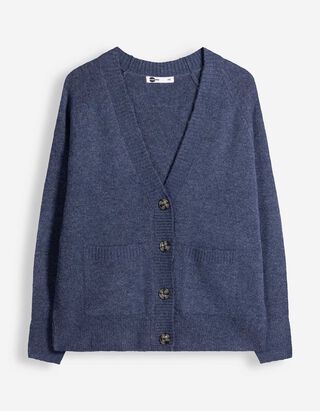 Strickjacke - Aufgesetze Taschen - Dunkelblau