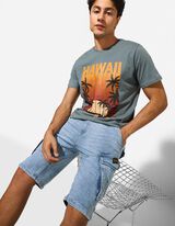 Short cargo - Coton - Bleu clair