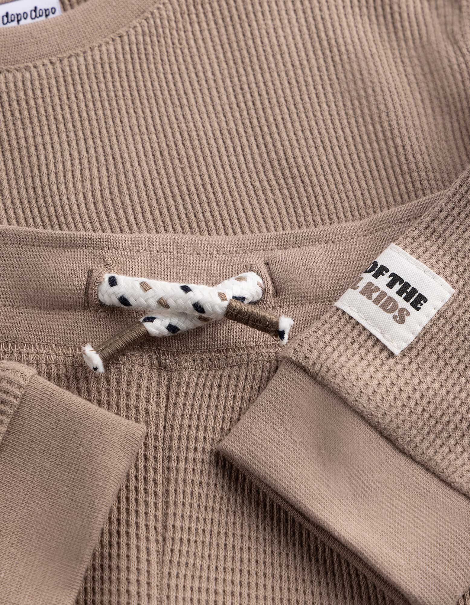 Ensemble t-shirt &agrave; manches longues et pantalon - Structure gaufr&eacute;e - taupe