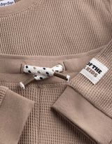 Ensemble t-shirt &agrave; manches longues et pantalon - Structure gaufr&eacute;e - taupe