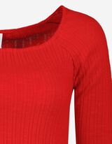 T-shirt &agrave; manches longues - Viscose m&eacute;lang&eacute;e - Rouge
