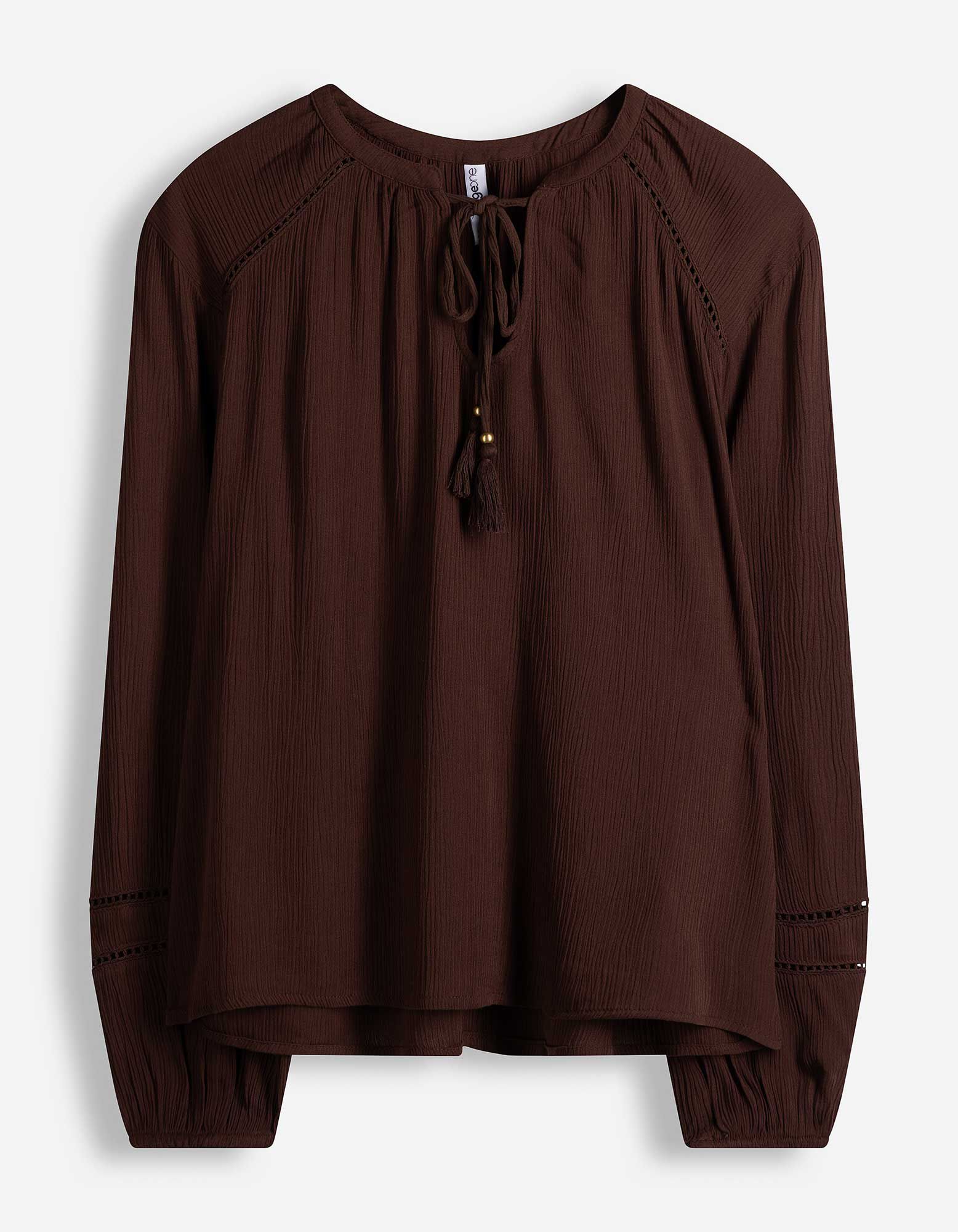 Bluse - einfarbig - Dunkelbraun