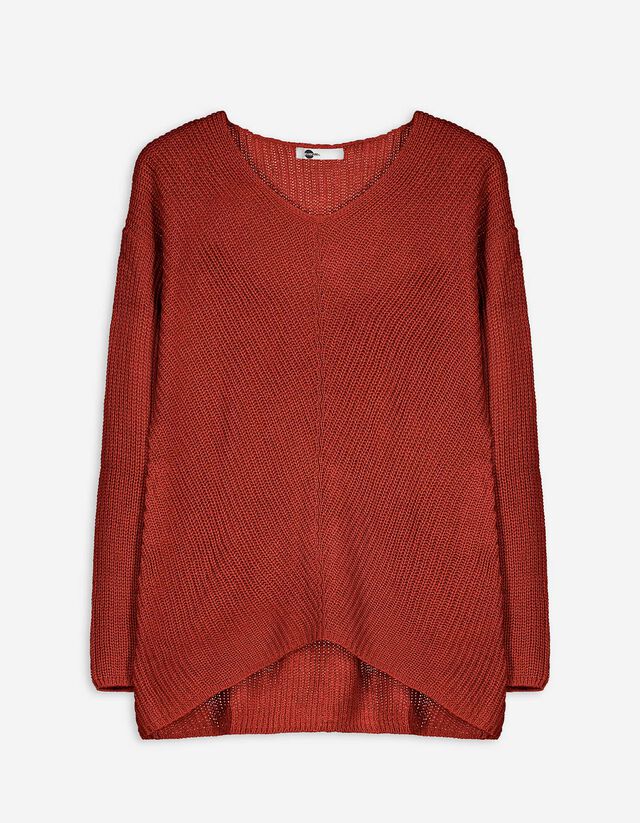 Maglione - Più lungo dietro - rosso scuro