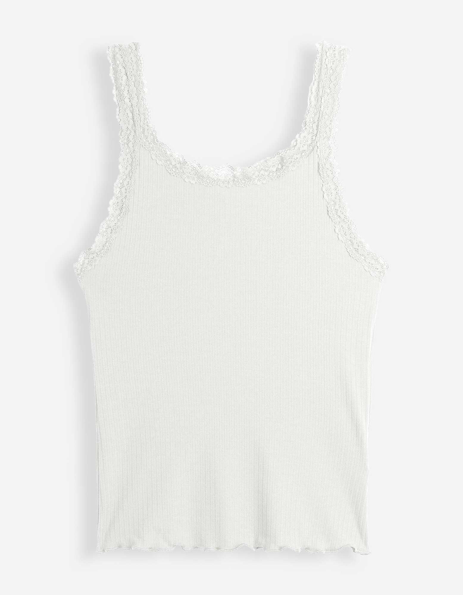 Tanktop - Spitzenbesatz - Off-White