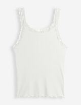 Tanktop - Spitzenbesatz - Off-White