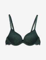 Sutien push-up - Garnitură din dantelă - Verde inchis