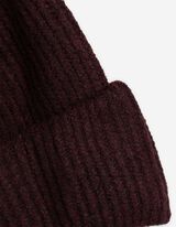 Mütze - Rippstrick - dunkelrot