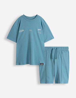 Set aus T-Shirt und Hose - Schwere Qualit&auml;t - blau