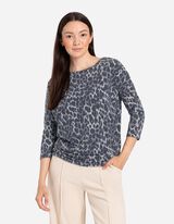 Langarmshirt - Leopardenmuster - grau