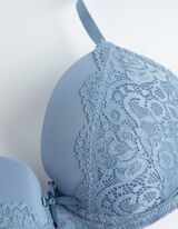 biustonosz push-up - obszycie z koronki - jasny niebieski