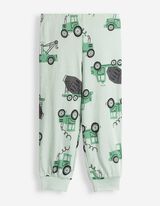Pyjama Set aus Shirt und Hose - Allover-Muster - Dunkelgr&uuml;n