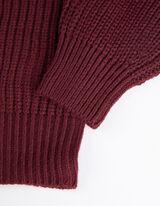 Pletena jopa - Rebrasta pletenina - temno rdeca