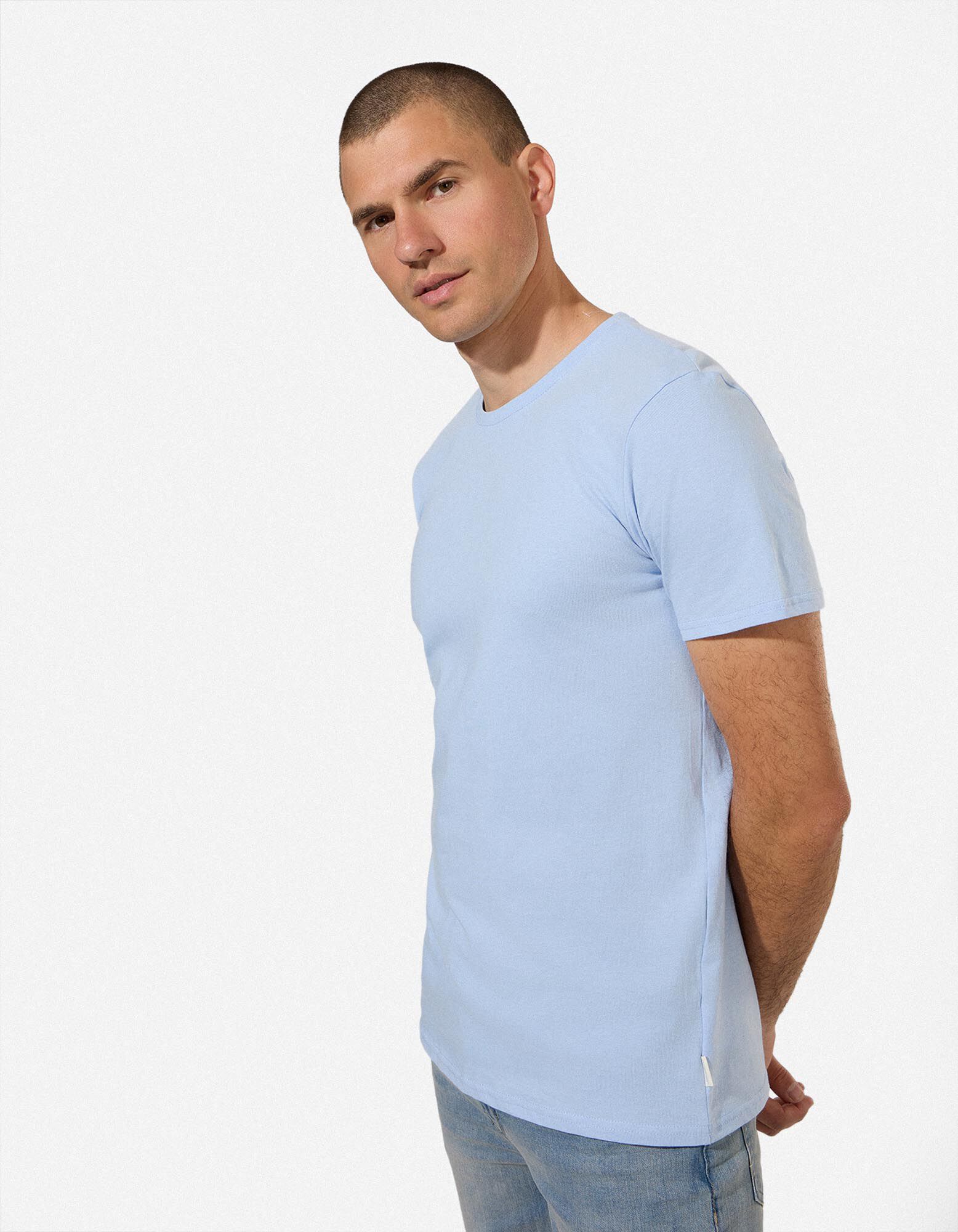 T-Shirt - einfarbig - Hellblau