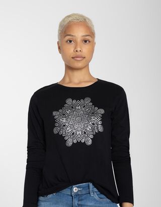 T-shirt &agrave; manches longues - Imprim&eacute; scintillant - Noir