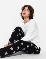 Pyjamahose - Allover-Muster - schwarz