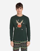 Pižama, sestavljena iz majice z dolgimi rokavi in hlačmajice - Božič - temno zelena