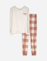 Pyjamaset bestaande uit shirt met lange mouwen en broek - wit