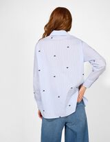 Bluse - Stickerei - hellblau