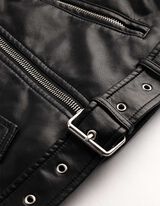 Bikerjacke - Kunstleder - Schwarz