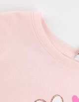 T-shirt - błyszczący nadruk - rozowy