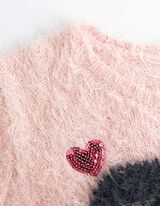 Sweter z dzianiny - z cekinami - rozowy